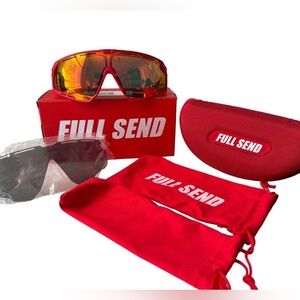 NEW Full Send By Nelk Red Sunglasses Pit Viper with Case And 2 Extra Lenses